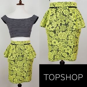 Topshop Floral Lace Peplum Skirt